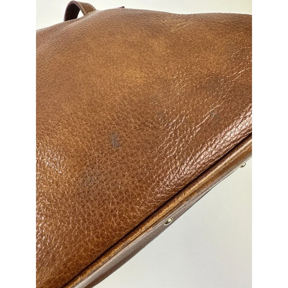 Dooney And Bourke Satchel Tote Bag Brown Pebbled Leather Buckle Large Shoulder